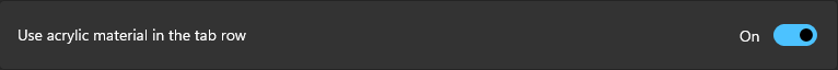 Acrylic material in tab row setting