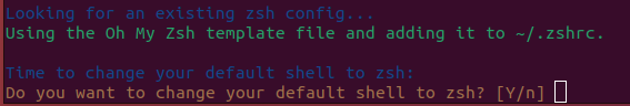 Oh My Zsh prompt to switch to zsh